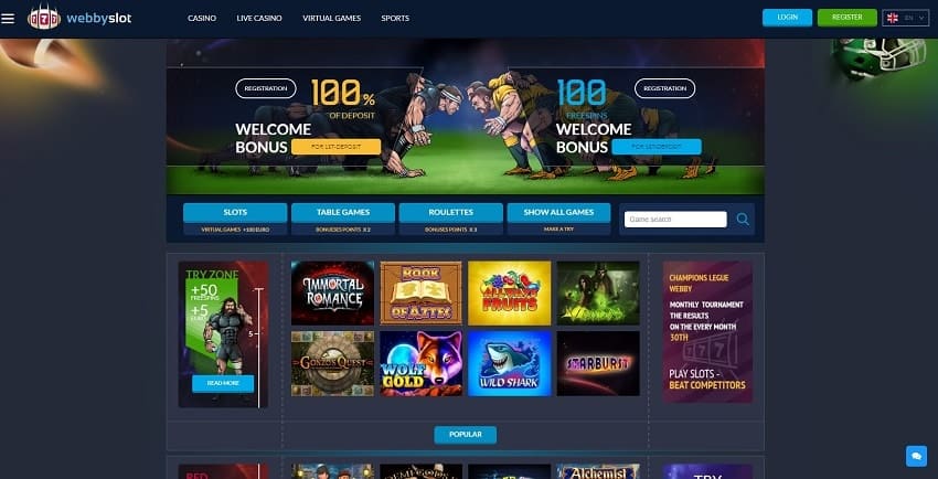 webyslot casino screenshot